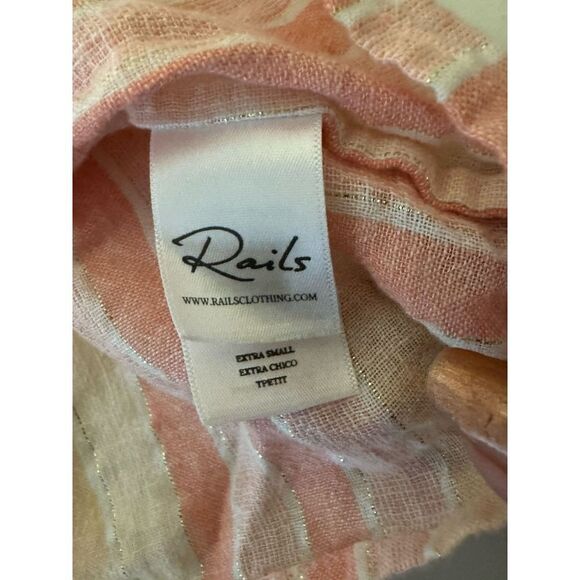 Rails Womens Mira Top Sz XS Juliette Stripe Linen Blend Tank Ruffle Hem Boho - Picture 6 of 6